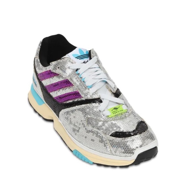 ADIDAS ORIGINALS ZX 4000 SEQUINED SNEAKERS size 7 sparkle sequin phish holiday - Picture 3 of 11